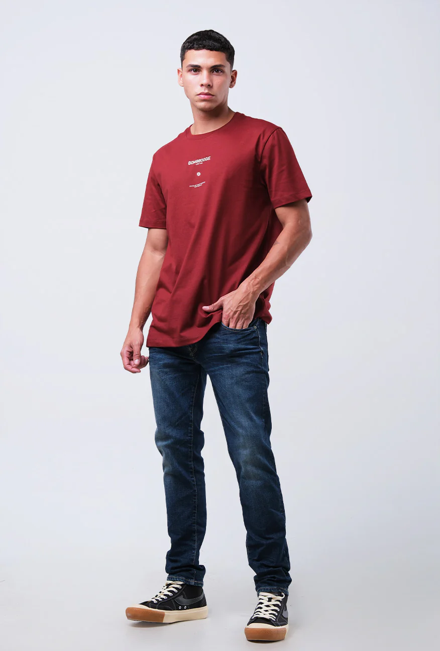 T-Shirt Lengan Pendek Slimfit Klayton Maroon - Image 2