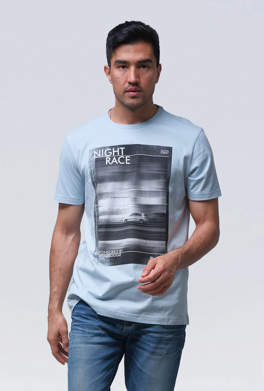 T-Shirt Lengan Pendek Slimfit Mortain Baby Blue