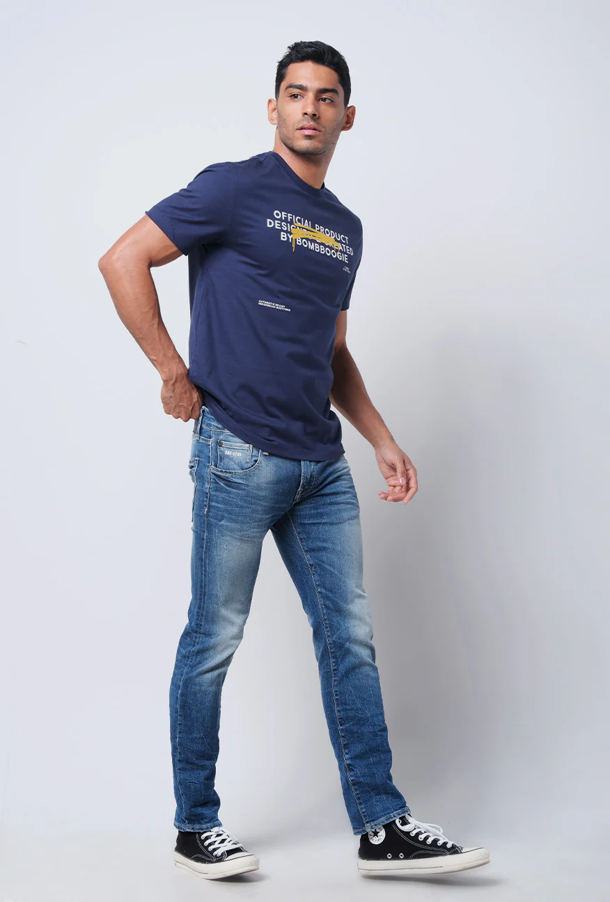T-Shirt Lengan Pendek Slimfit Muska Dark Navy - Image 2