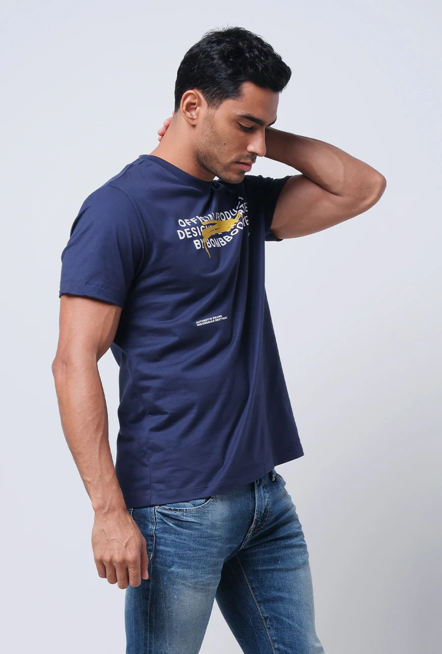 T-Shirt Lengan Pendek Slimfit Muska Dark Navy - Image 3