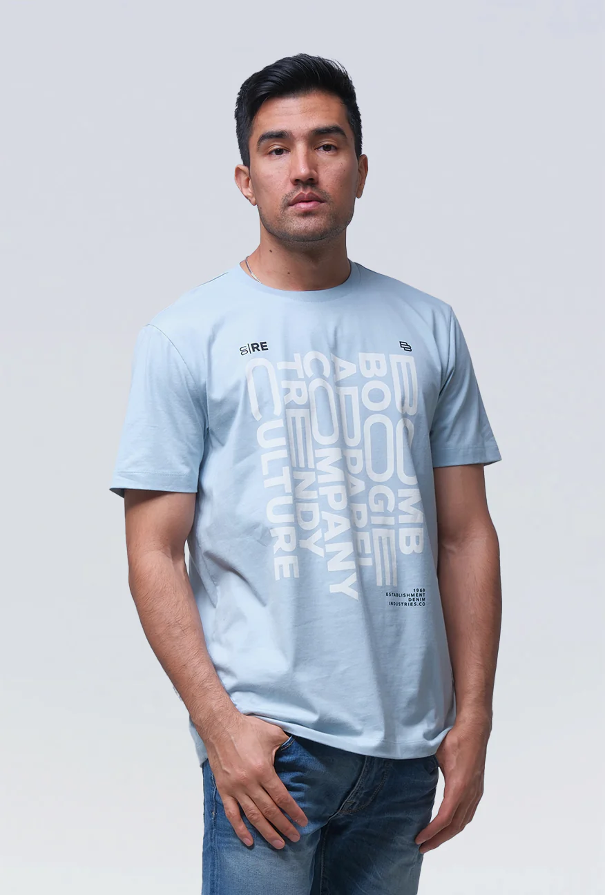 T-Shirt Lengan Pendek Slimfit Phevill Baby Blue