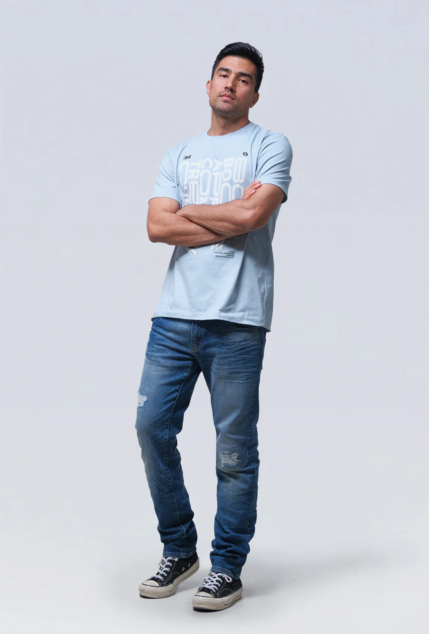 T-Shirt Lengan Pendek Slimfit Phevill Baby Blue - Image 2