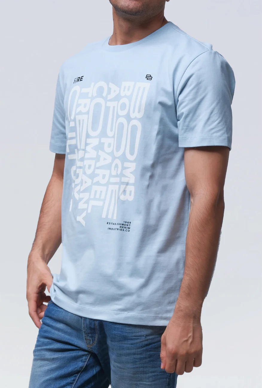 T-Shirt Lengan Pendek Slimfit Phevill Baby Blue - Image 3