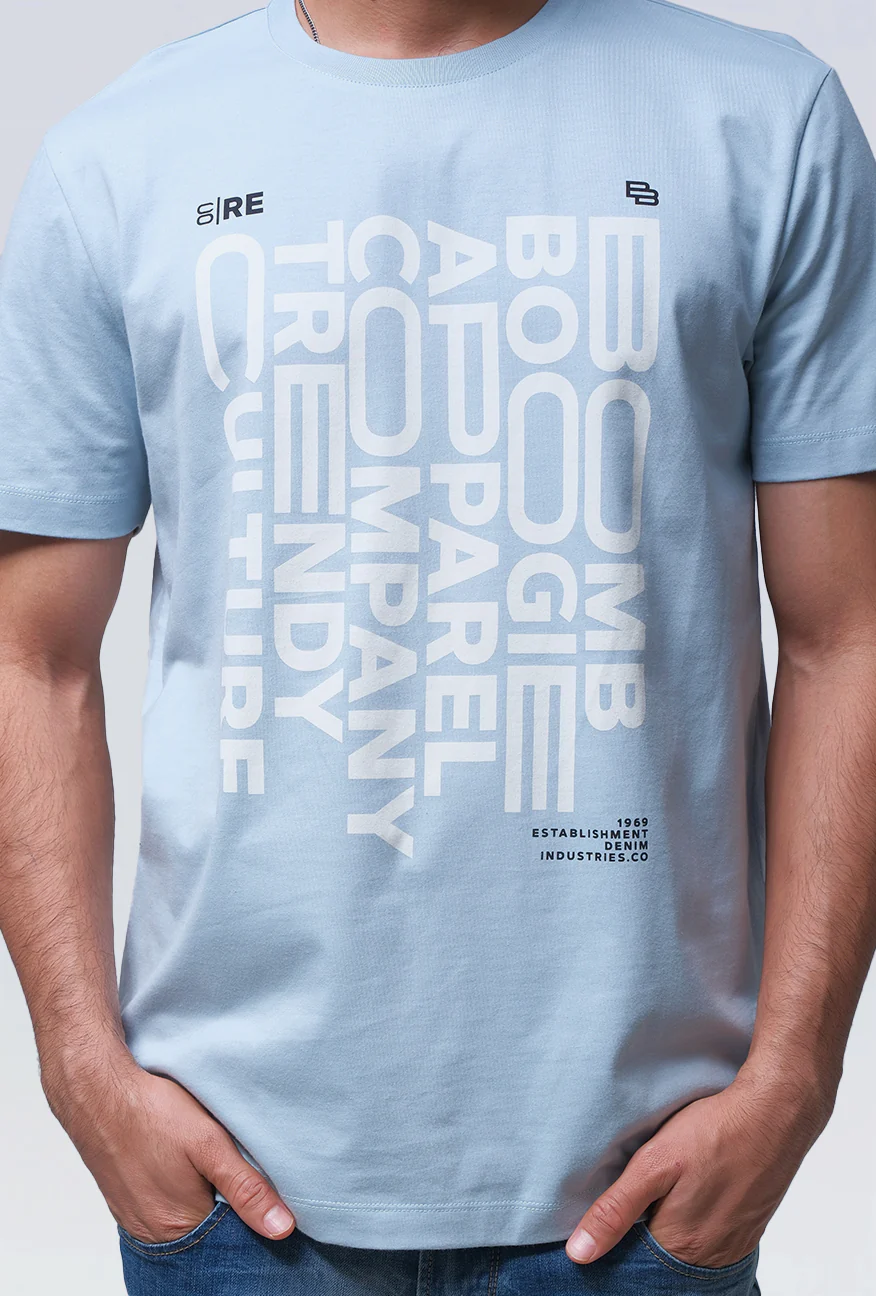 T-Shirt Lengan Pendek Slimfit Phevill Baby Blue - Image 4