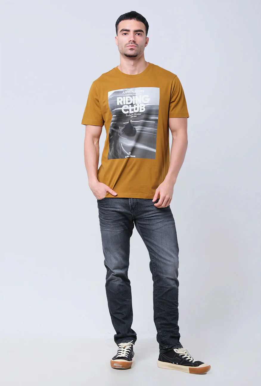 T-Shirt Lengan Pendek Slimfit Piecas Dark Mustard - Image 3