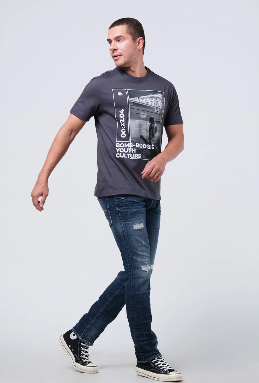T-Shirt Lengan Pendek Slimfit Razel Dark Grey - Image 2