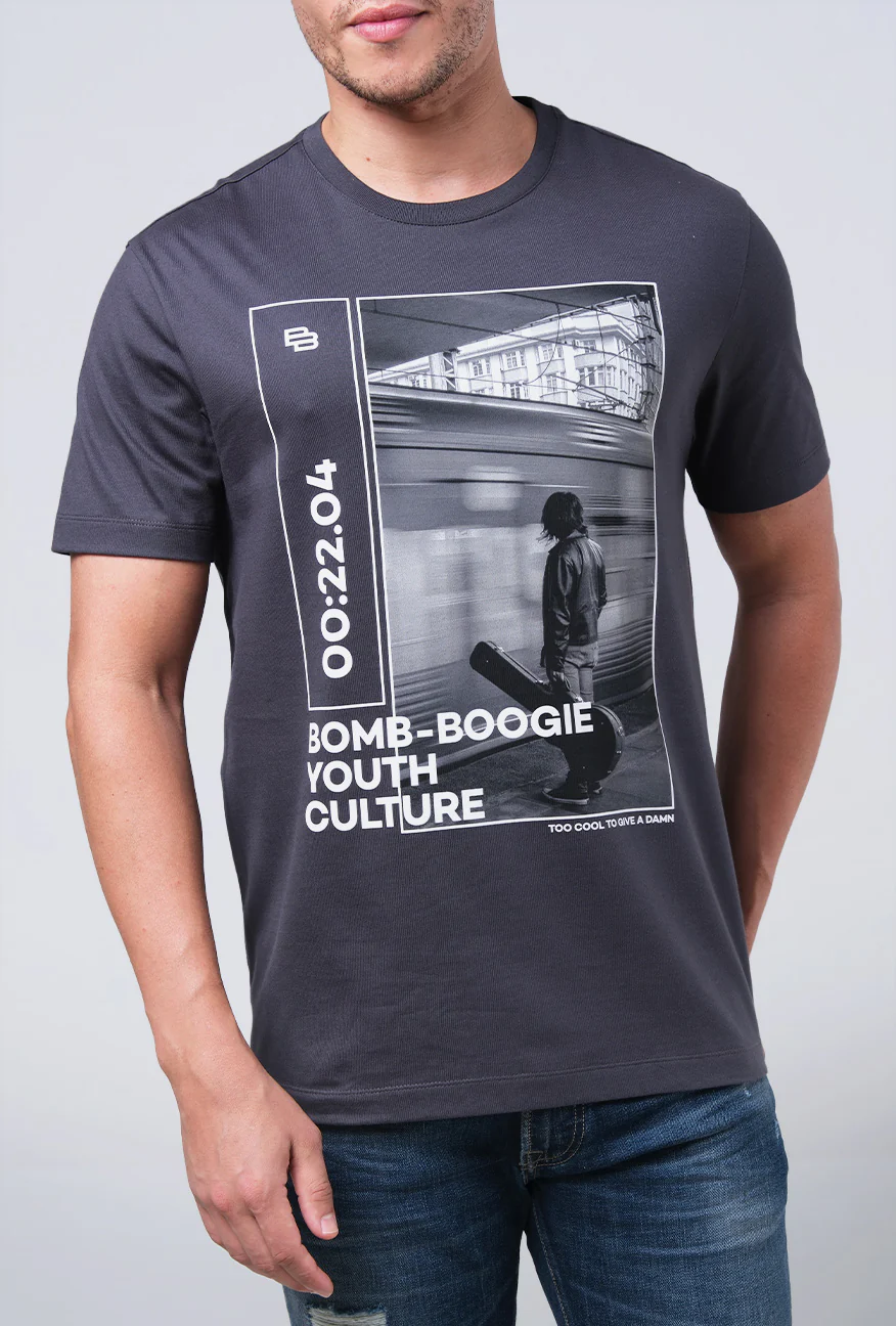 T-Shirt Lengan Pendek Slimfit Razel Dark Grey - Image 3