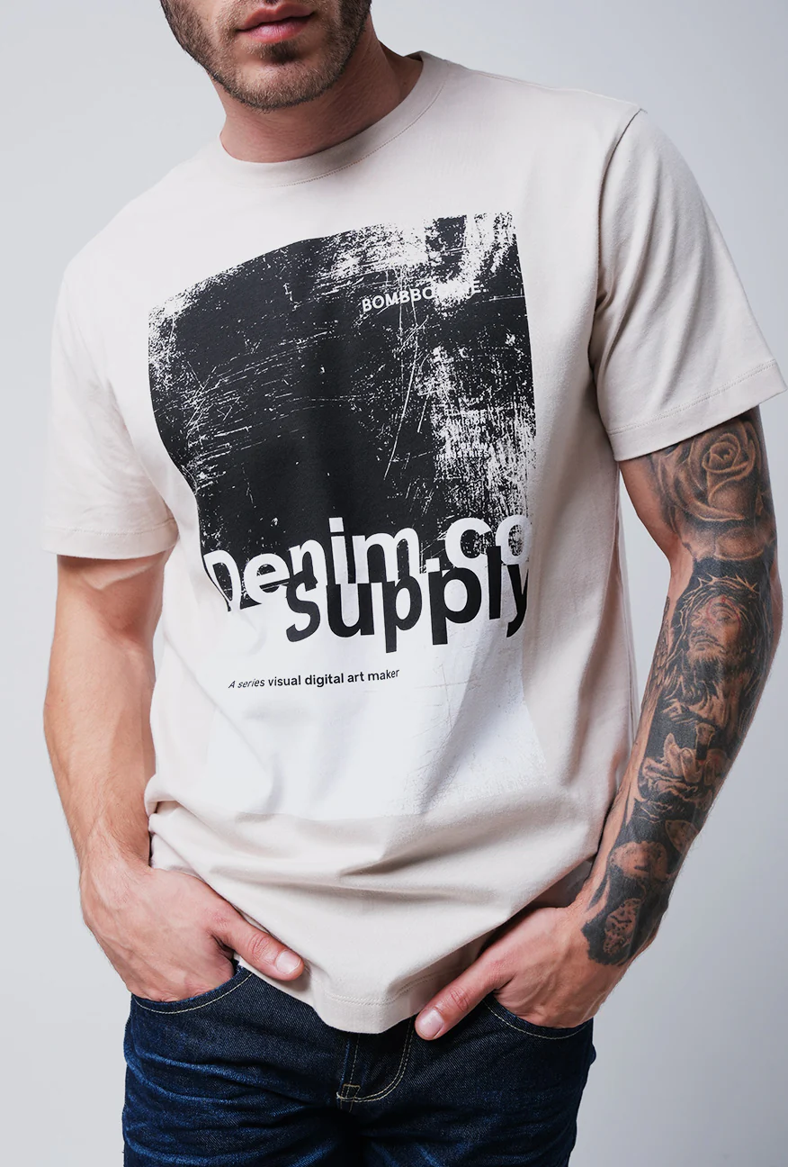 T-Shirt Lengan Pendek Slimfit Rexsen Light Khaki - Image 4