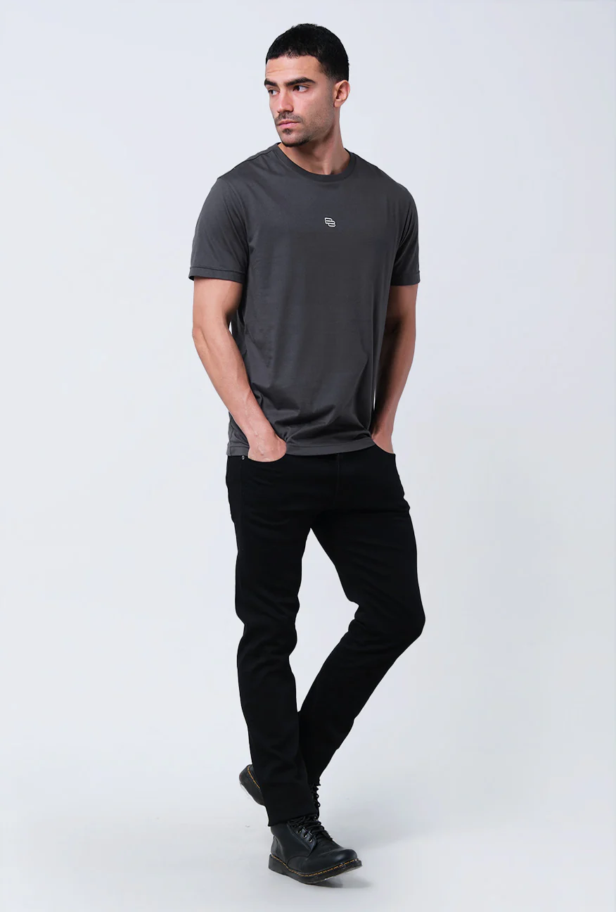T-Shirt Lengan Pendek Slimfit Rouva Dark Grey