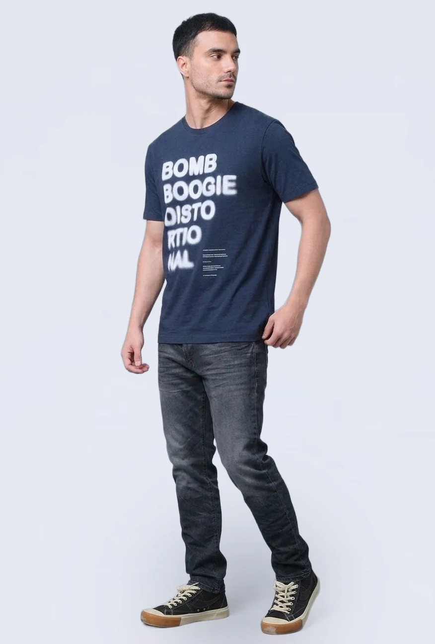 T-Shirt Lengan Pendek Slimfit Stenic Dark Navy - Image 2
