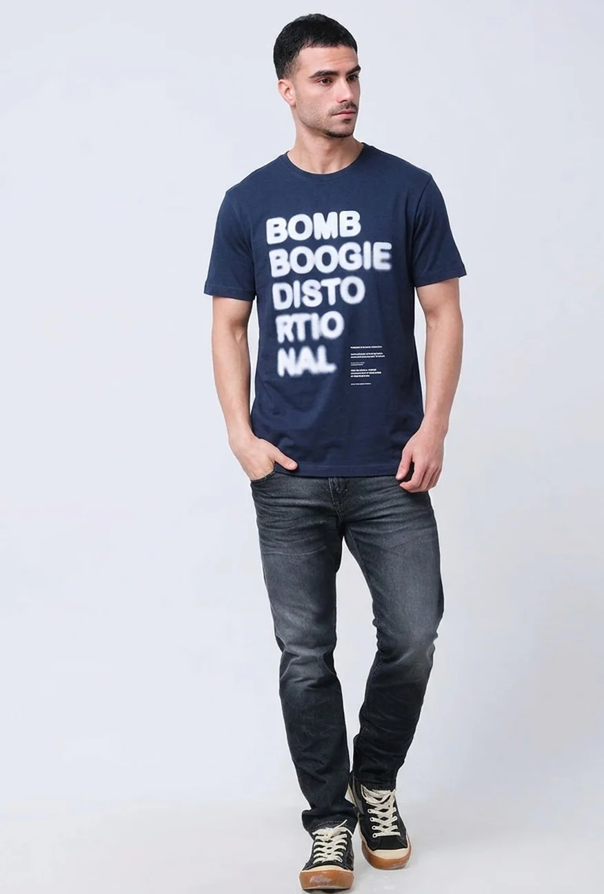 T-Shirt Lengan Pendek Slimfit Stenic Dark Navy - Image 5