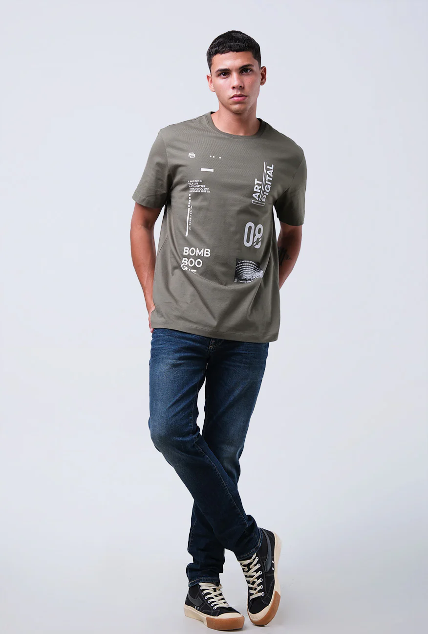 T-Shirt Lengan Pendek Slimfit Stevold Army - Image 2
