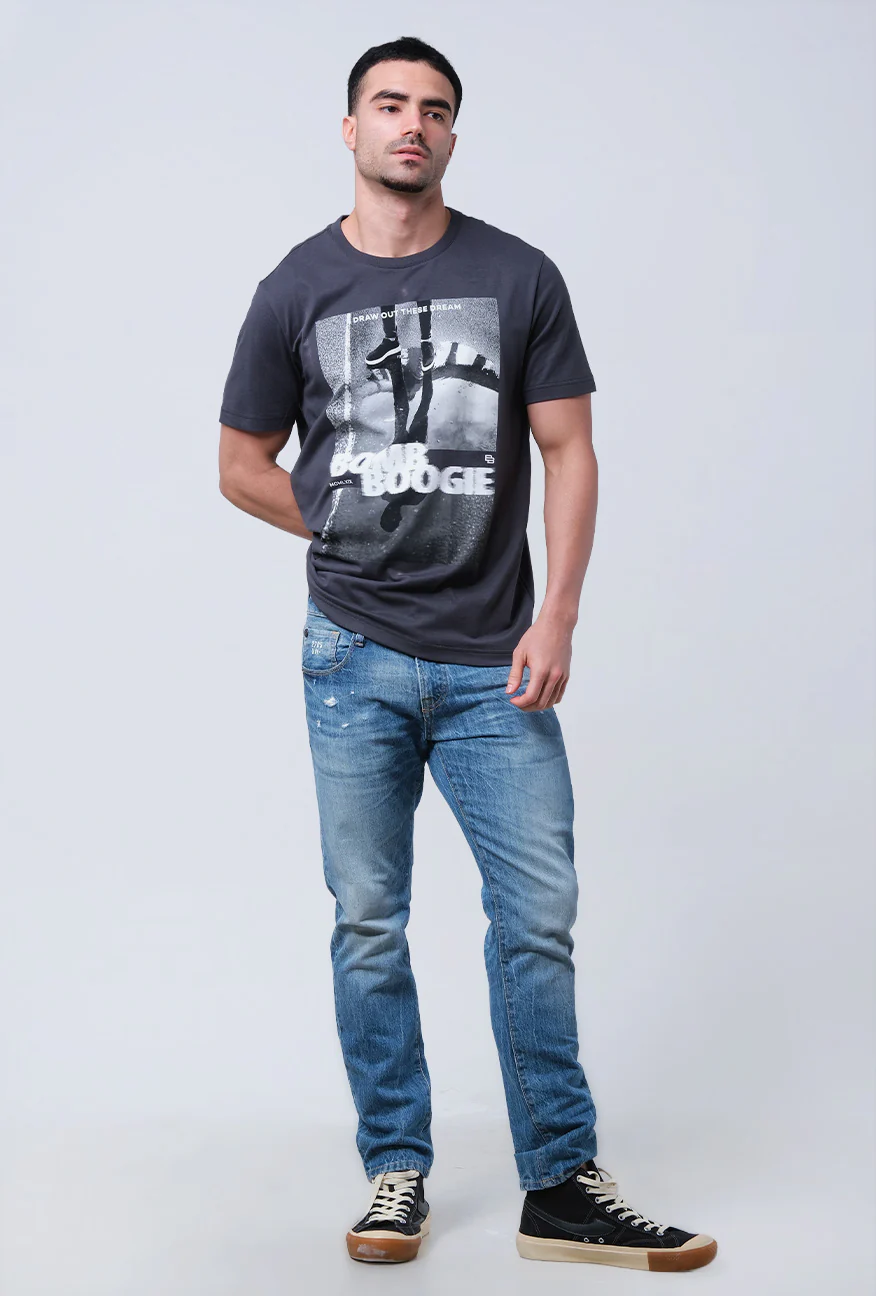 T-Shirt Lengan Pendek Slimfit Stomber Dark Grey - Image 2
