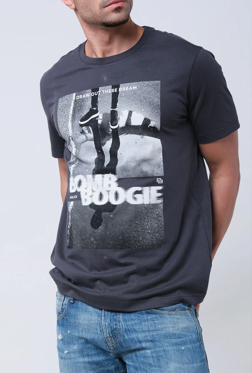 T-Shirt Lengan Pendek Slimfit Stomber Dark Grey - Image 3
