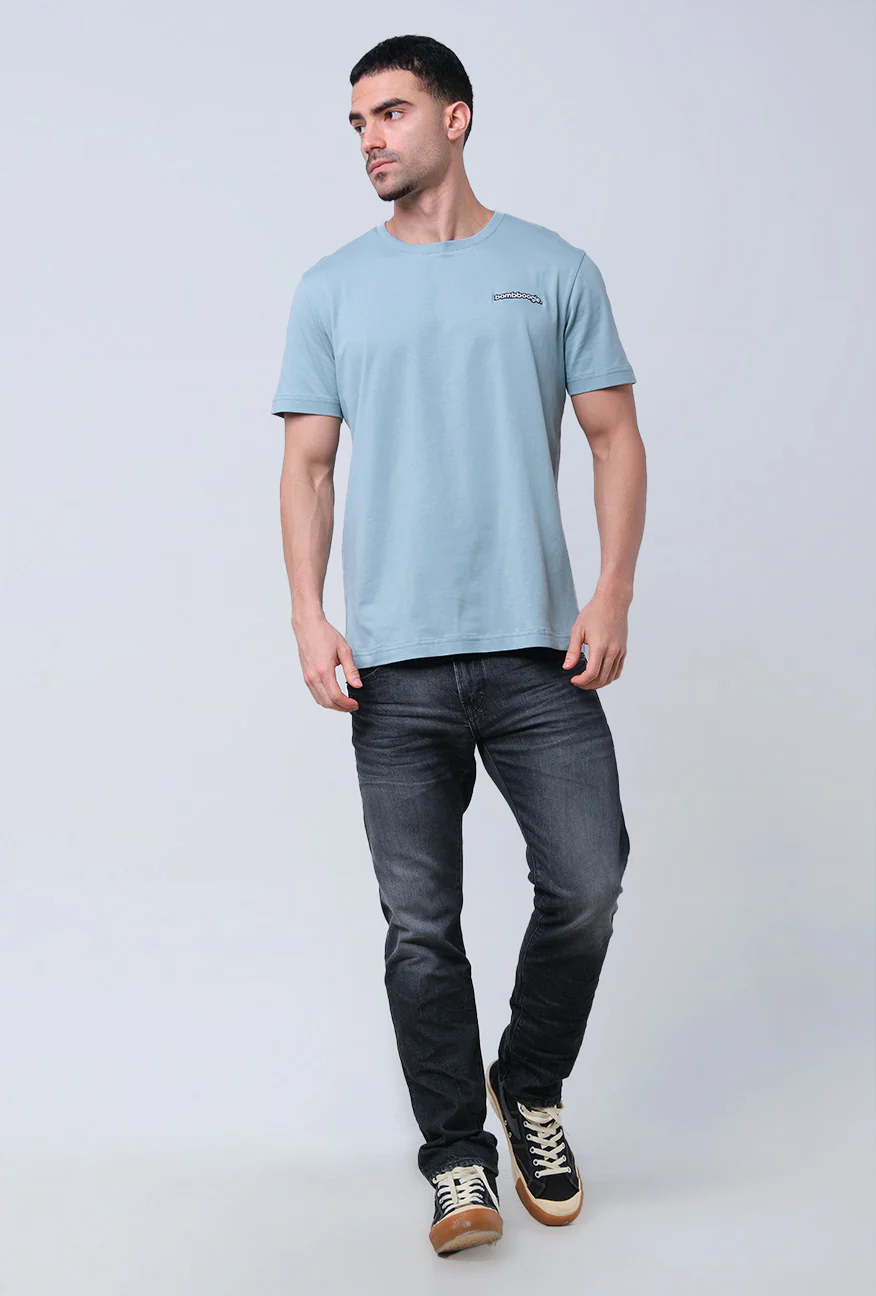 T-Shirt Lengan Pendek Slimfit Strady Light Blue - Image 3