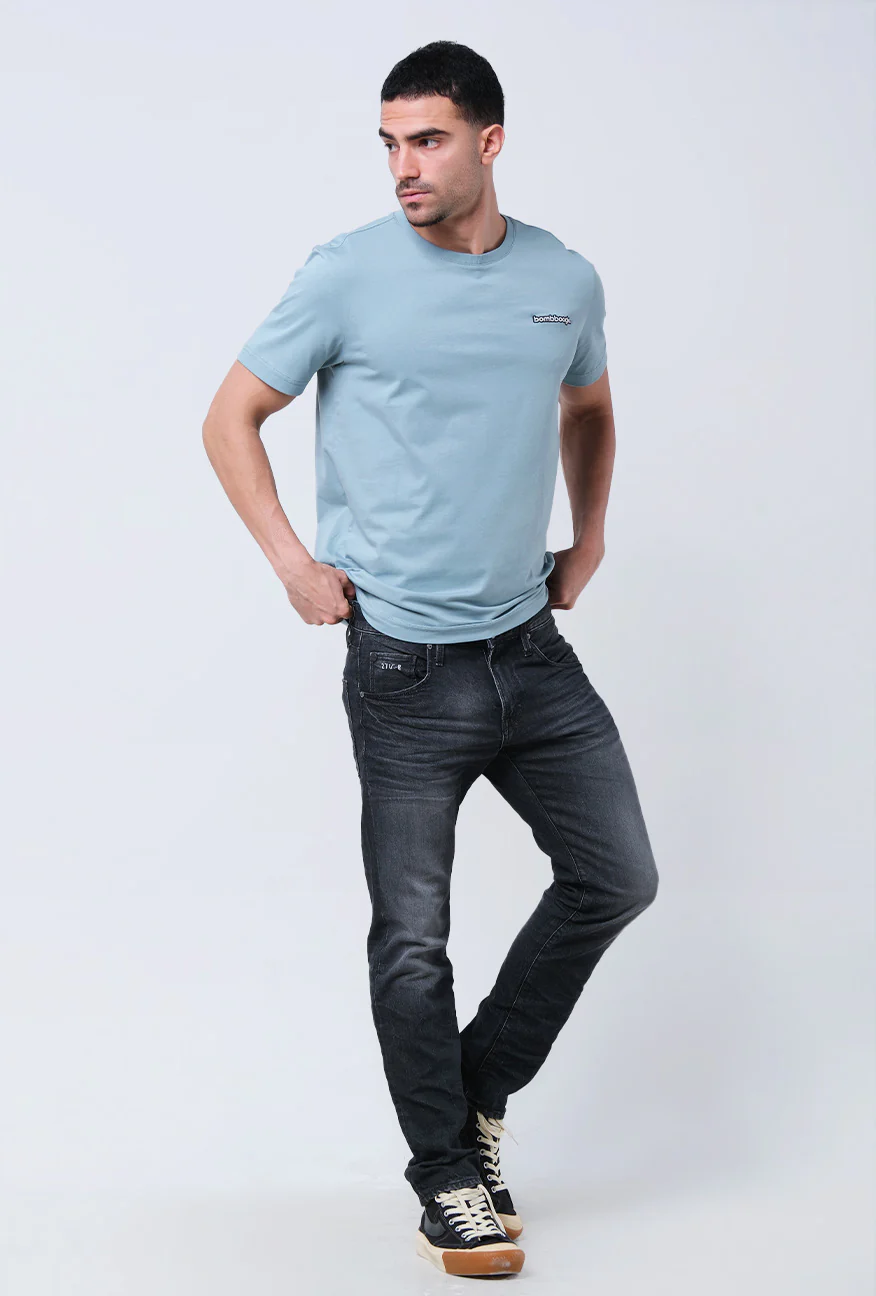 T-Shirt Lengan Pendek Slimfit Strady Light Blue - Image 5
