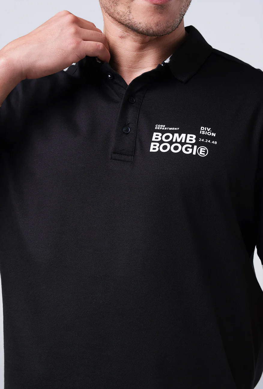 T-Shirt Polo Herrent Black - Image 3