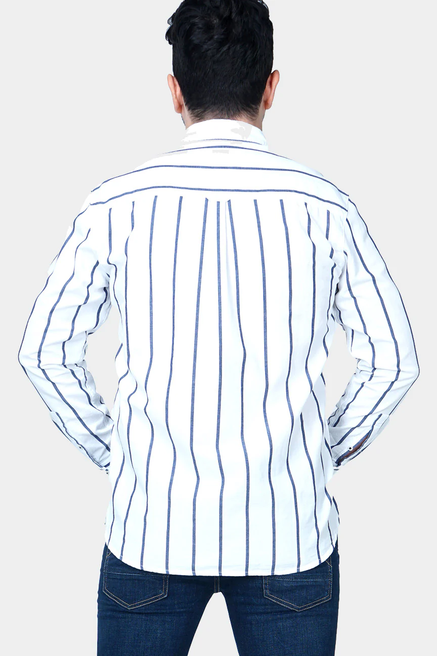 Kemeja Lengan Panjang Regular Templar White Navy - Image 3