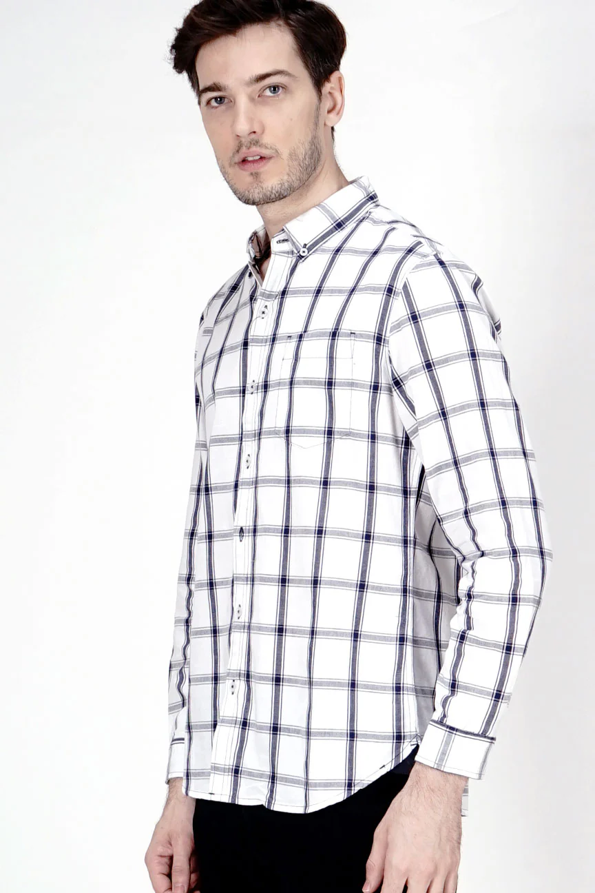 Kemeja Lengan Panjang Tension White Navy Regular - Image 2