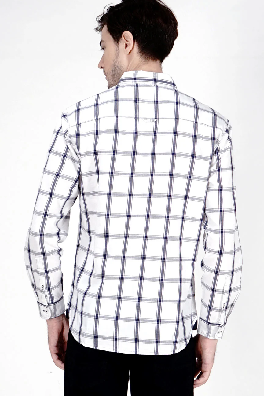 Kemeja Lengan Panjang Tension White Navy Regular - Image 3