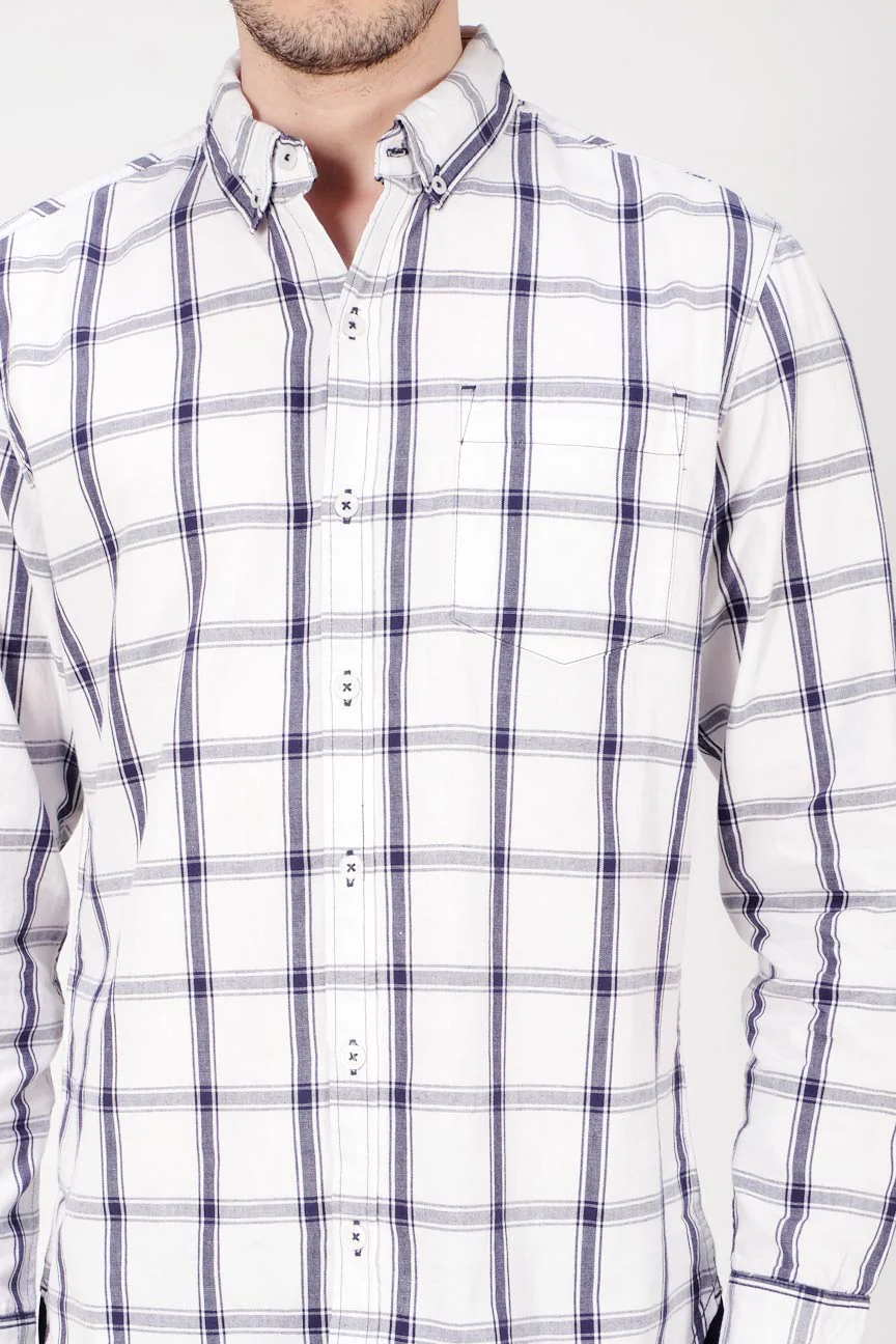Kemeja Lengan Panjang Tension White Navy Regular - Image 4