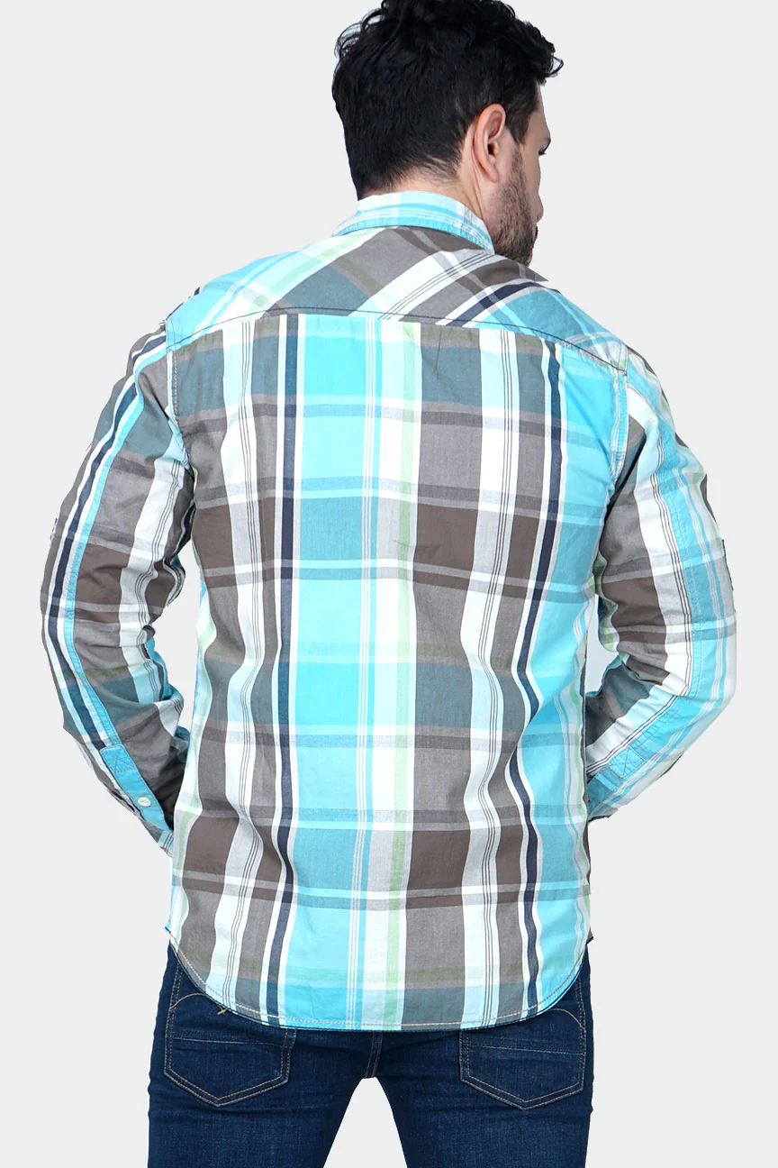 Kemeja Lengan Panjang The Oasis White Blue - Image 3