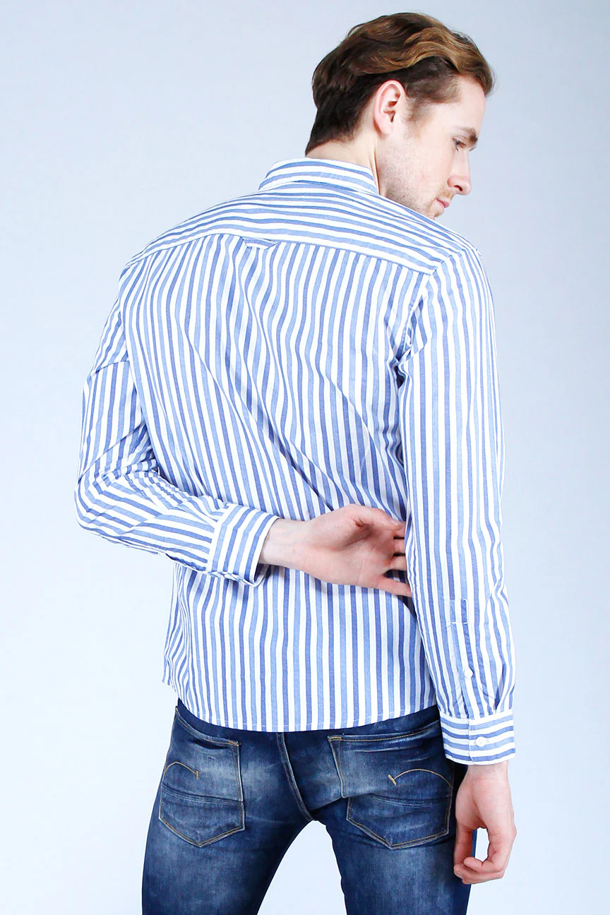 Kemeja Lengan Panjang Threezy Blue White - Image 3
