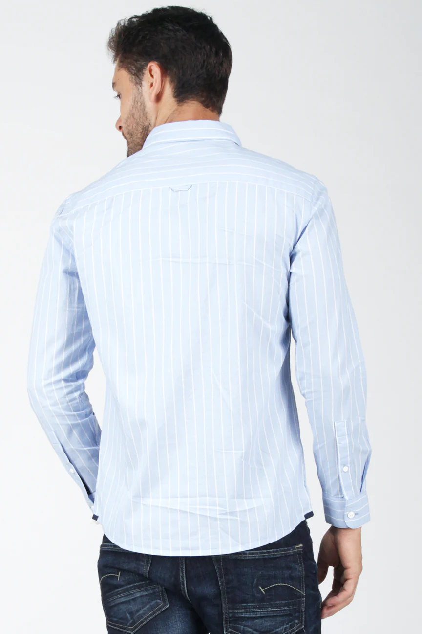 Kemeja Lengan Panjang Thunder Blue White - Image 3