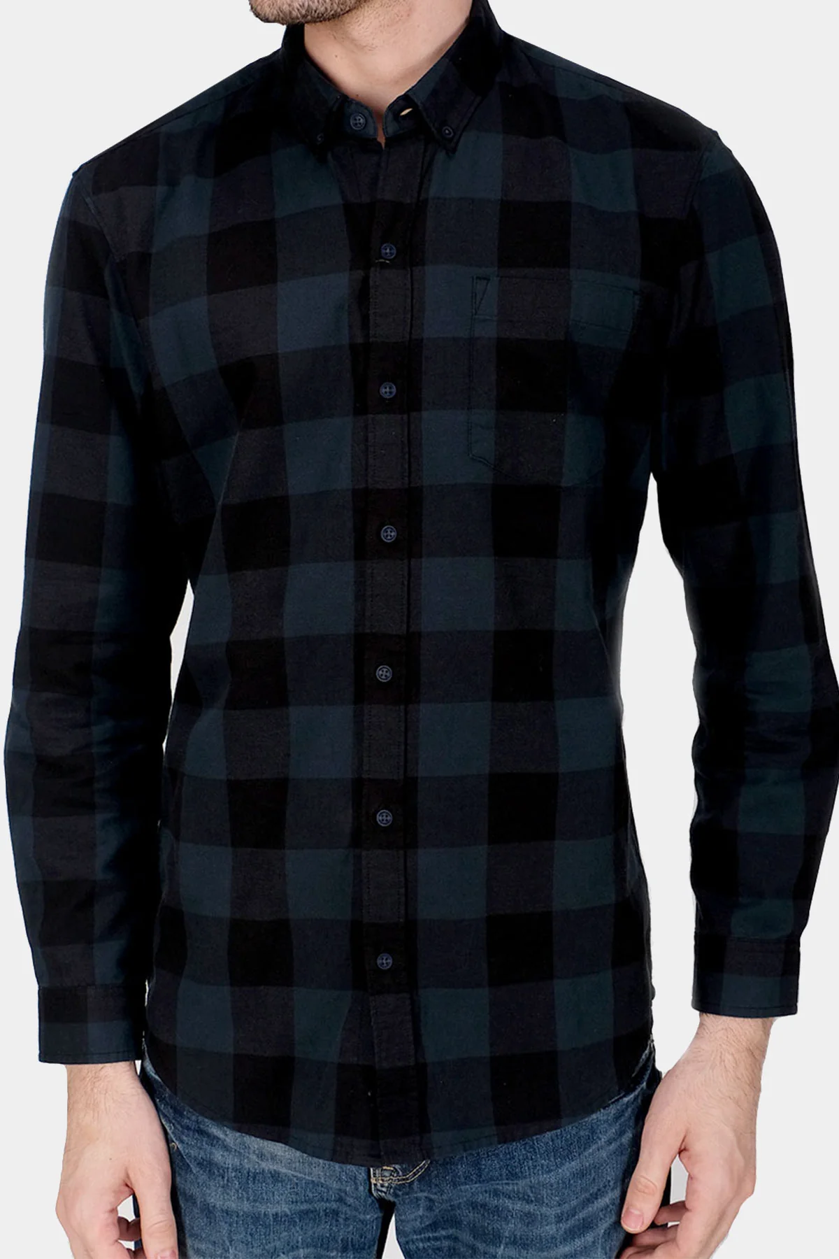 Kemeja Lengan Panjang Toby Green Black - Image 5