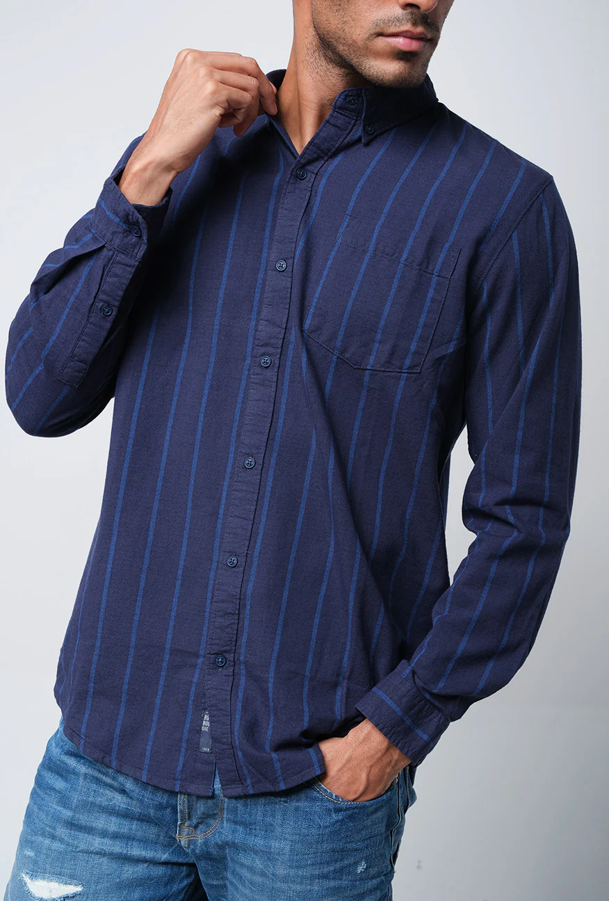 Kemeja Lengan Panjang Townley Navy Blue - Image 5