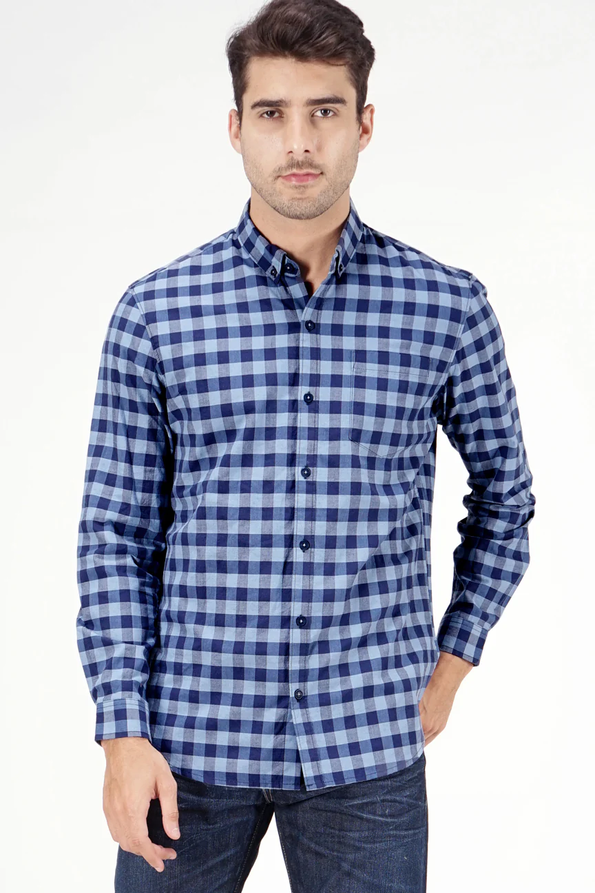 Kemeja Lengan Panjang Tron Navy Blue Regular