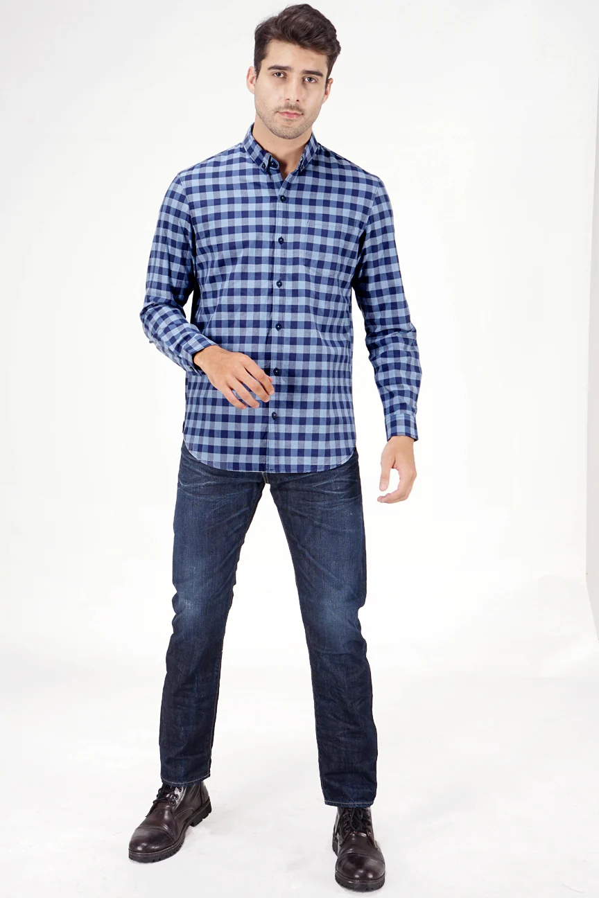 Kemeja Lengan Panjang Tron Navy Blue Regular - Image 3