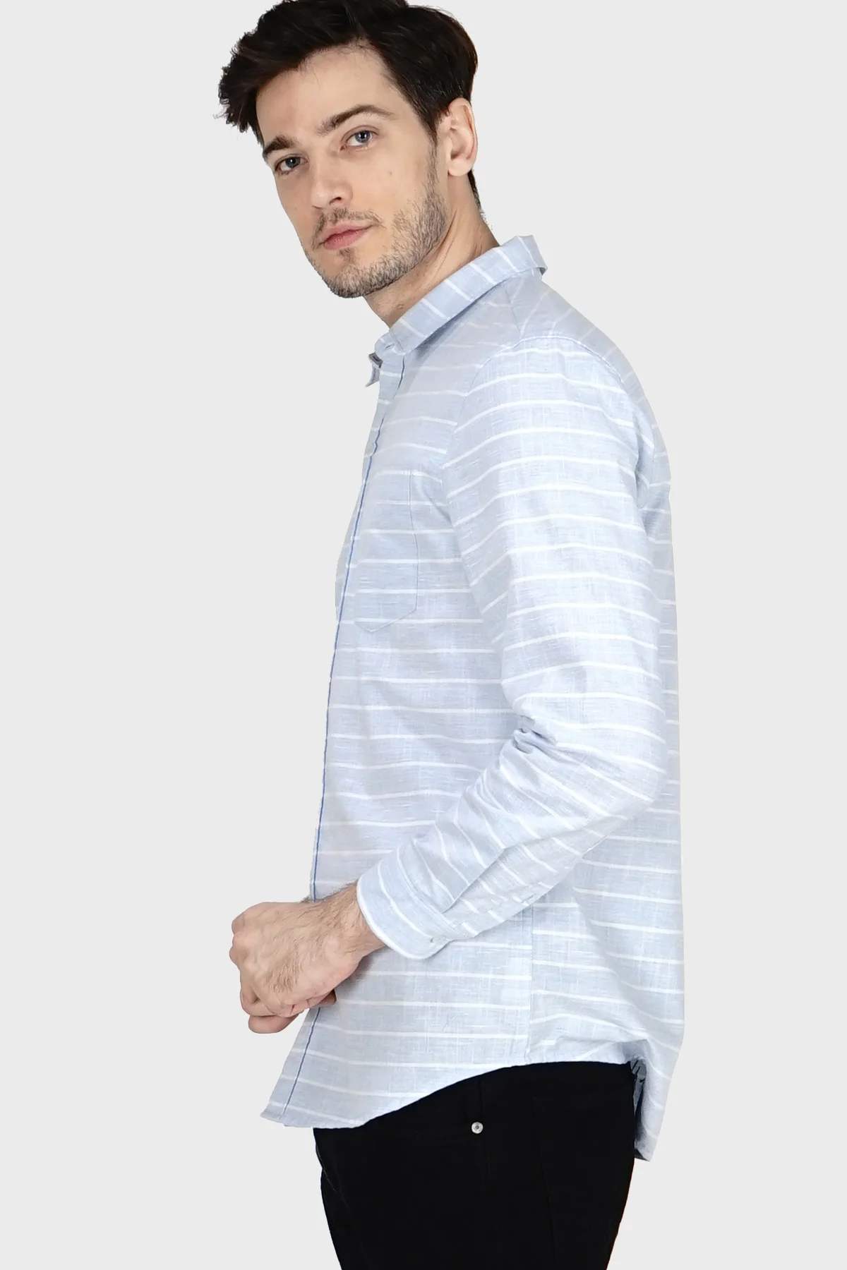 Kemeja Lengan Panjang Regular Tunley Blue White - Image 3