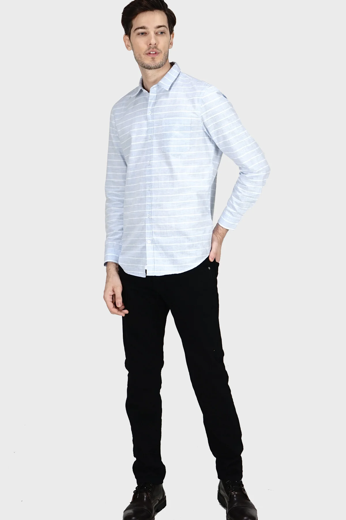 Kemeja Lengan Panjang Regular Tunley Blue White - Image 4