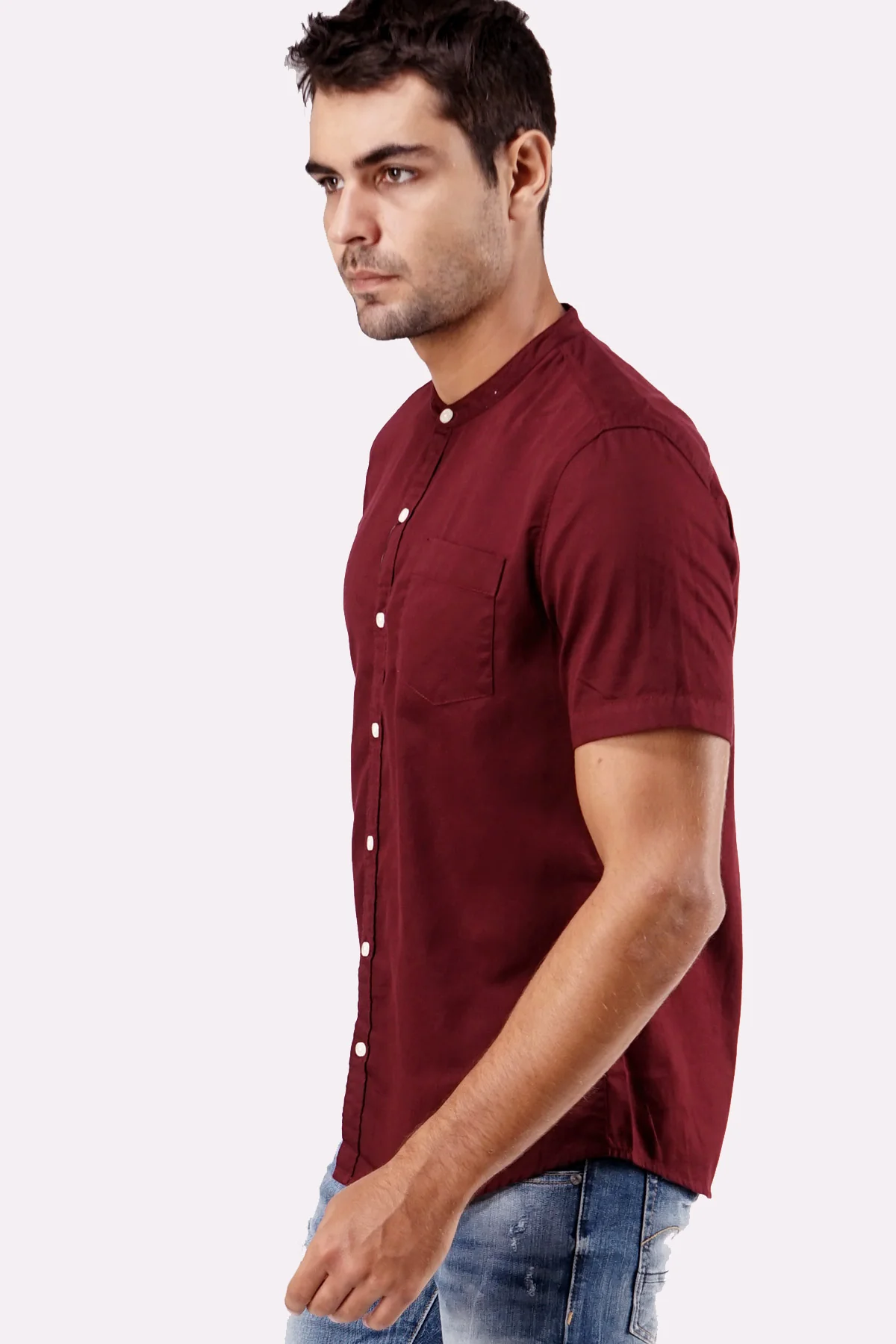 Kemeja Lengan Pendek Vagos Maroon Regular - Image 3