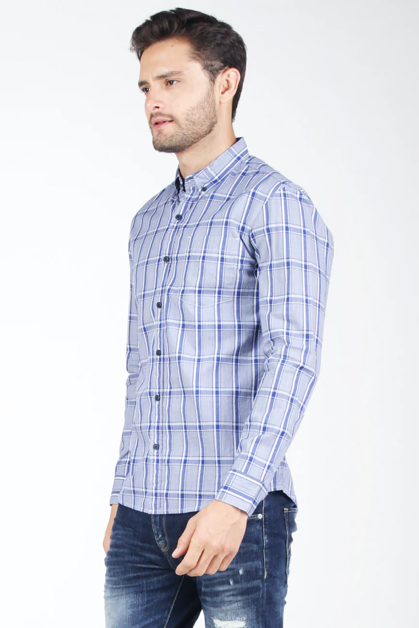 Kemeja Lengan Panjang Veron Blue White - Image 2