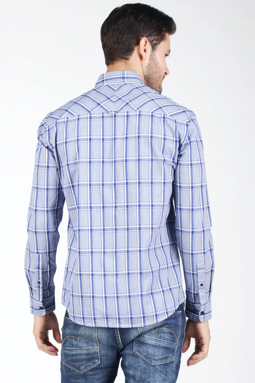 Kemeja Lengan Panjang Veron Blue White - Image 3