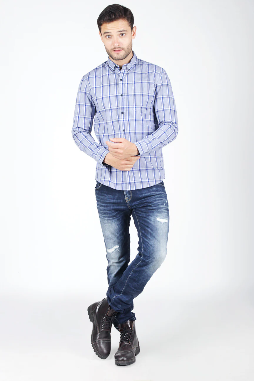 Kemeja Lengan Panjang Veron Blue White - Image 4