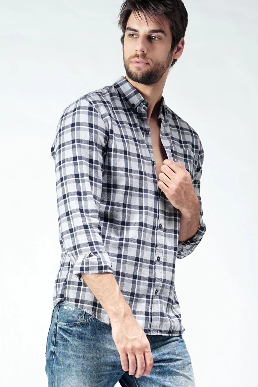 Kemeja Lengan Panjang Regular Versal Grey Navy