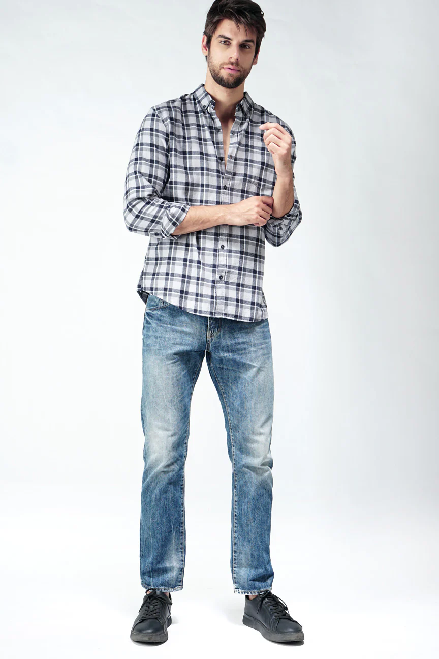Kemeja Lengan Panjang Regular Versal Grey Navy - Image 3