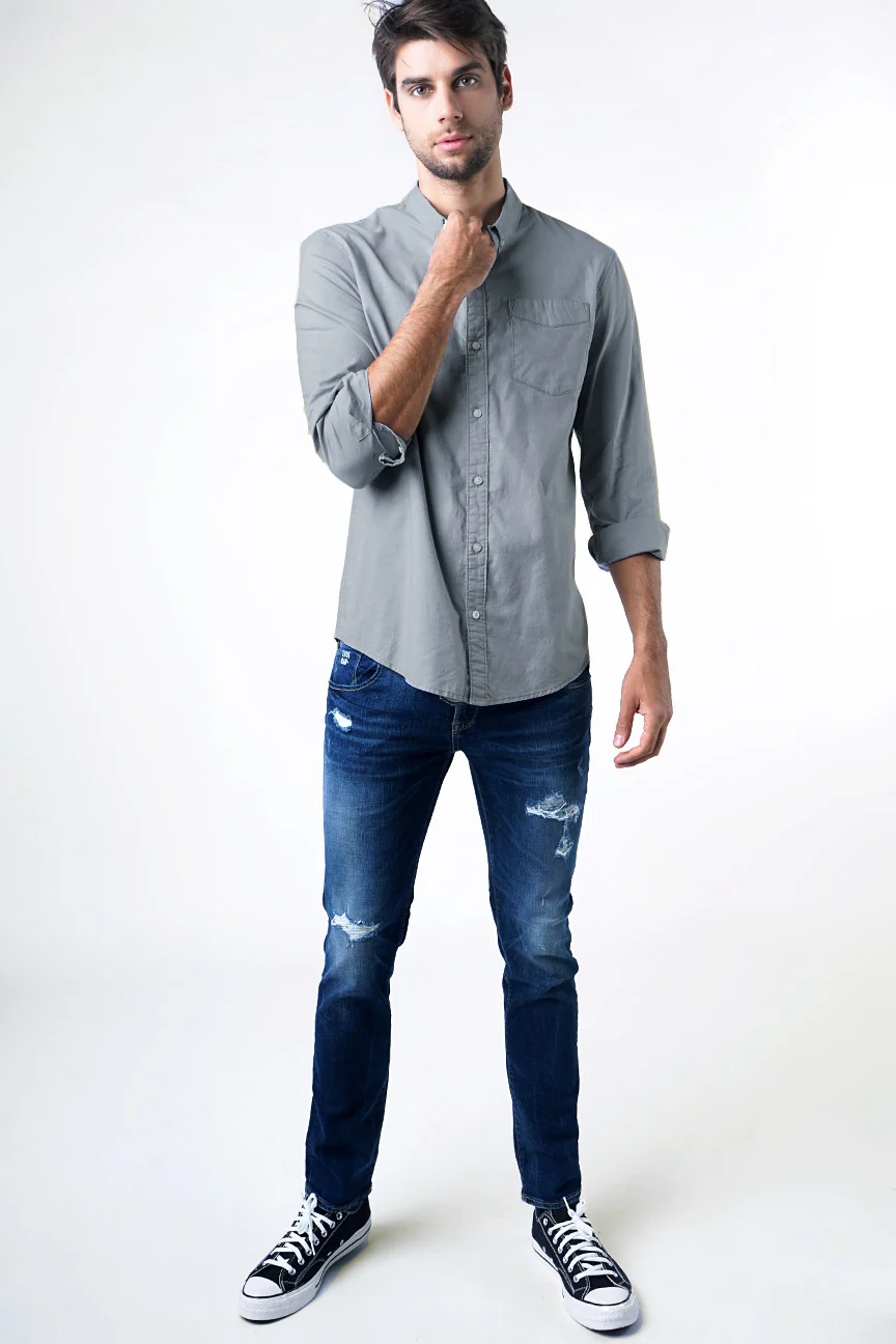 Kemeja Lengan Panjang Volter Light Grey - Image 3