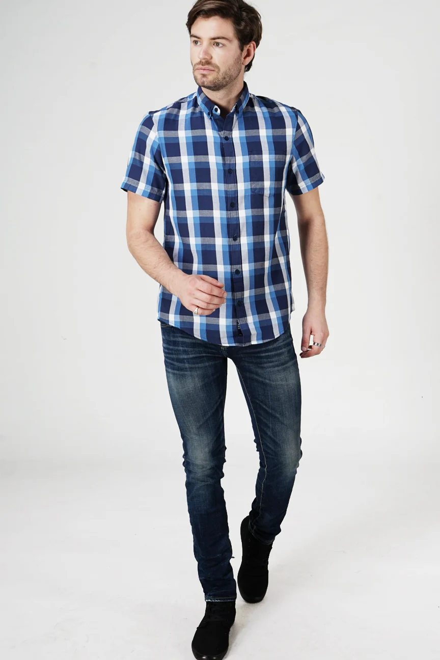 Kemeja Lengan Pendek Regular Wallace 3.0 Navy Blue - Image 3