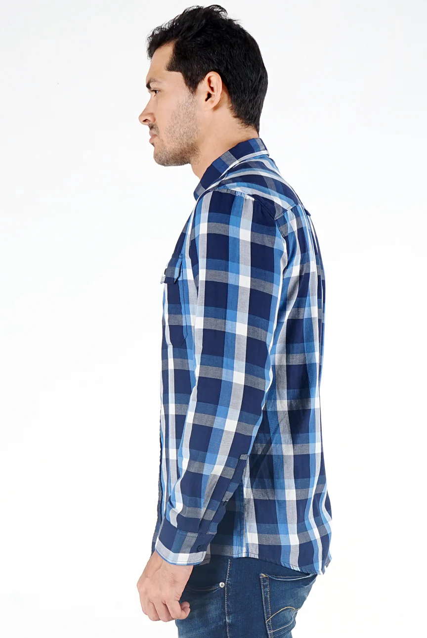 Kemeja Lengan Panjang Regular Wallace Blue White - Image 2