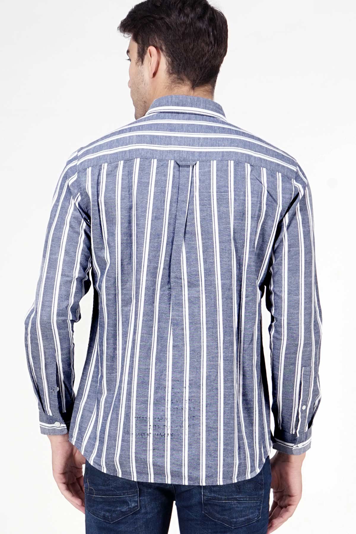 Kemeja Lengan Panjang Walrus Navy White Regular - Image 3