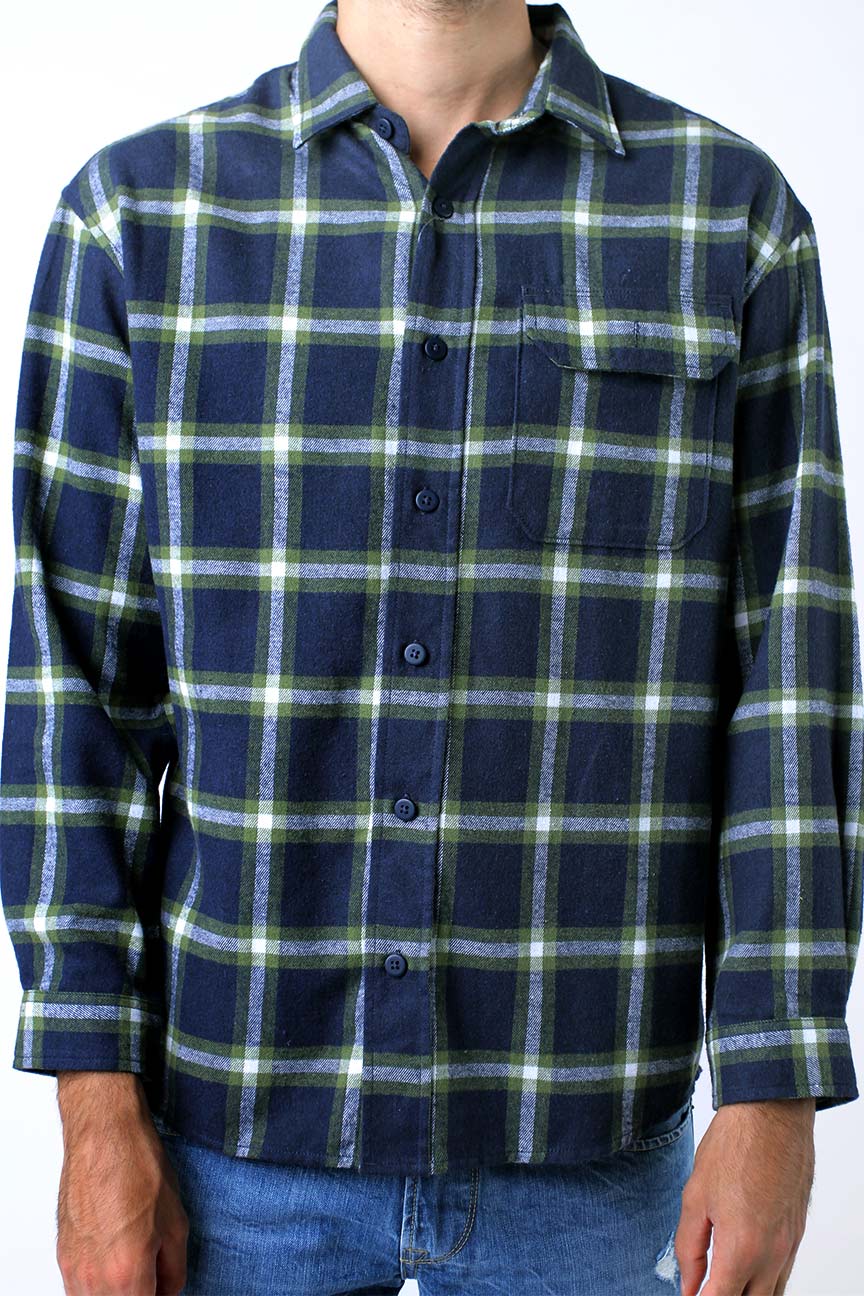 Kemeja Flanel Outer Watson Navy White - Image 4