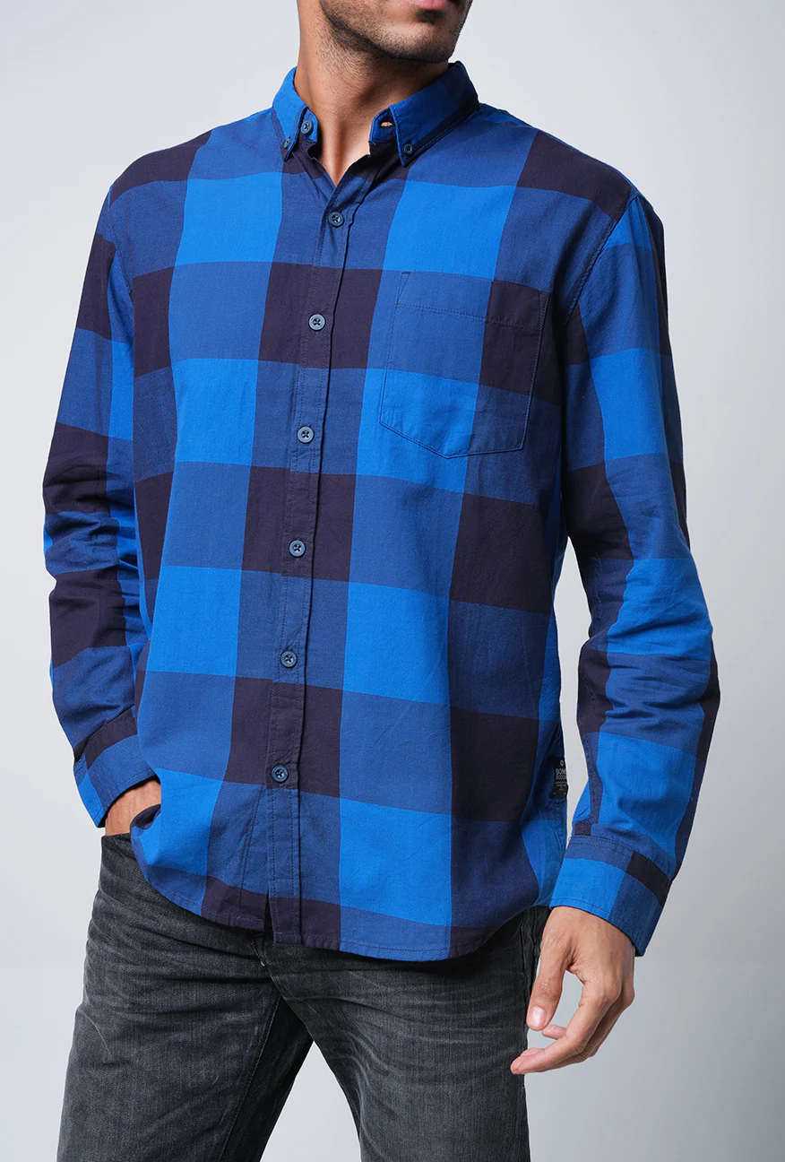 Kemeja Lengan Panjang Willie Navy Blue - Image 5