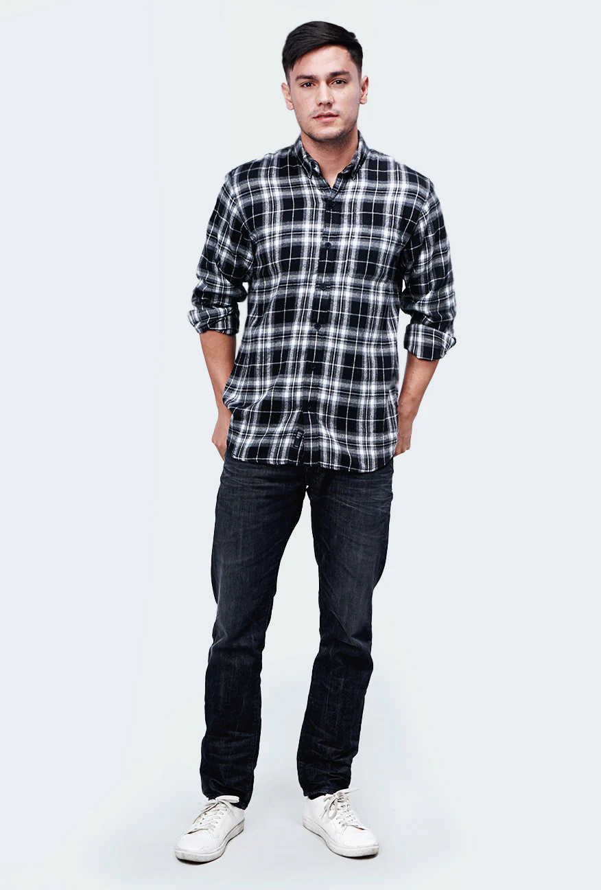 Kemeja Flanel Wincus Black Offwhite - Image 5