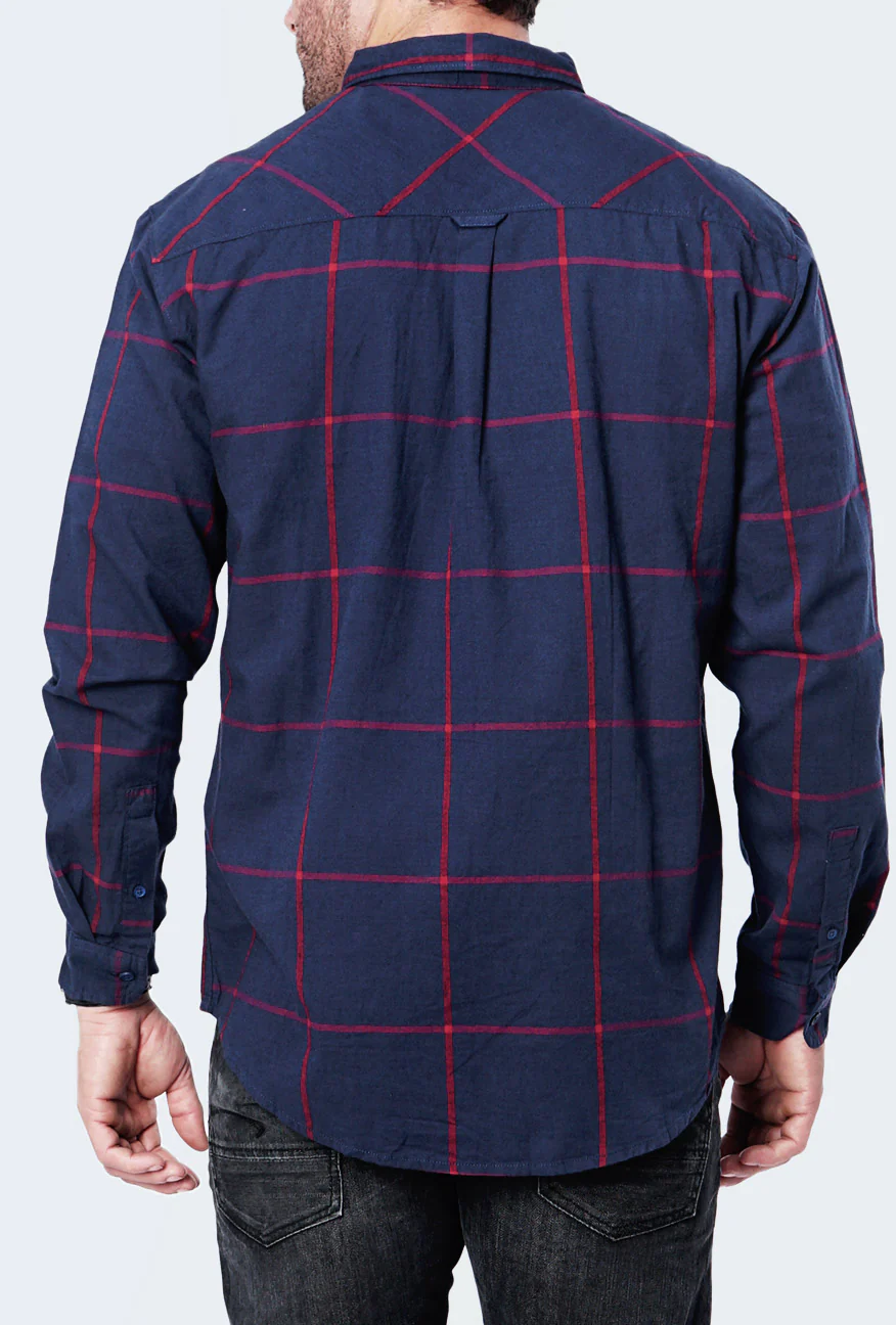 Kemeja Lengan Panjang Winslow Navy Red Regular - Image 4