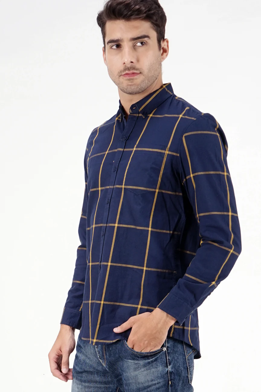 Kemeja Lengan Panjang Regular Winslow Navy Yellow - Image 2