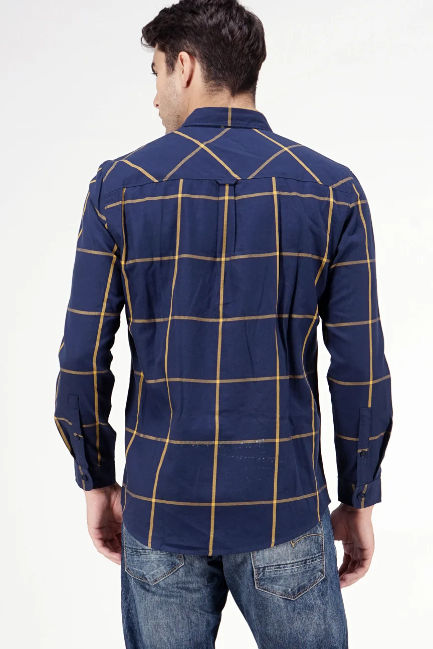 Kemeja Lengan Panjang Regular Winslow Navy Yellow - Image 3